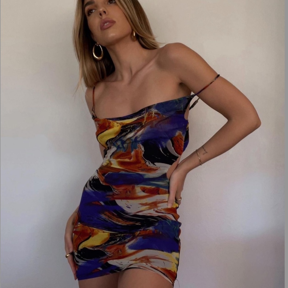 Multi Color Mini Dress Influencer Favorite Sz XS New
